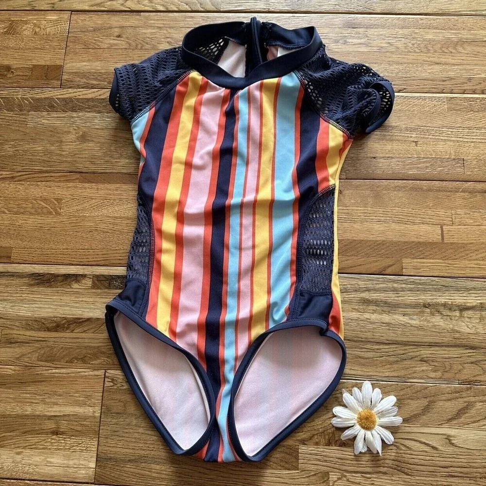 Art‎ Class  Striped Colorful One Piece Swimsuit  Size 7/8